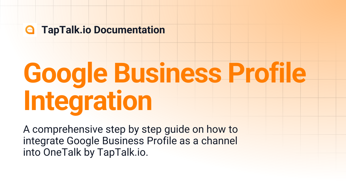 Google Business Profile Integration | TapTalk.io Documentation